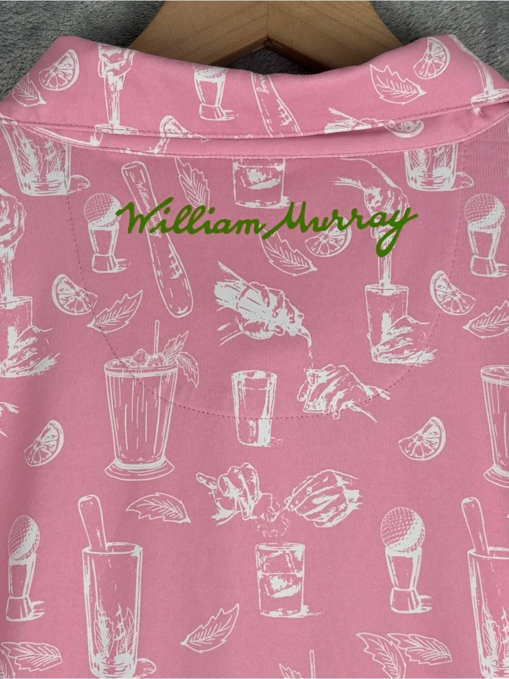 William Murray Shirt Men Medium Pink Minty Fresh Novelty Golf Polo